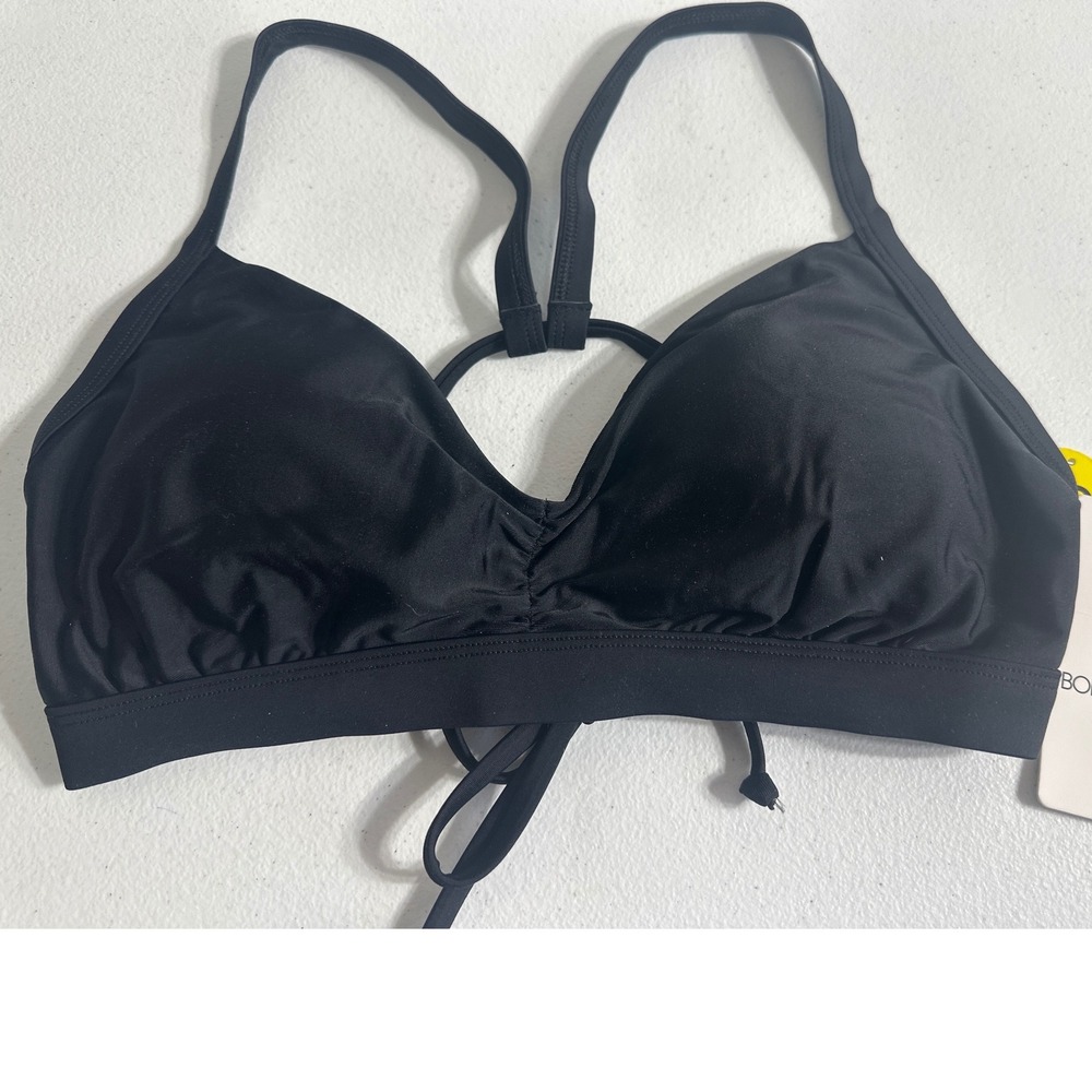 NWT Womens Body Glove Black Fixed Triangle Bikini Top DD Multi Strap Tie Back